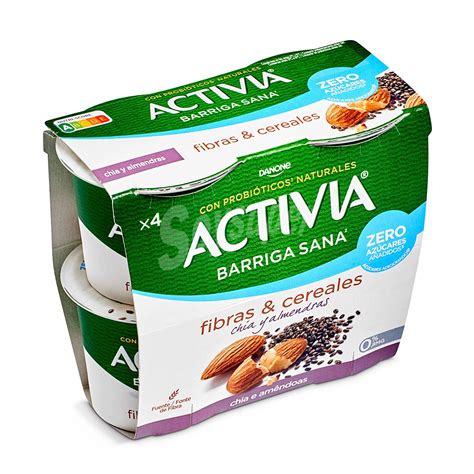 Activia Danone Bífidus desnatado con semillas chía y almendras activia