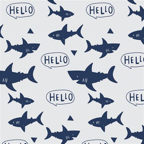 Hand Drawn Simple Print Shark Pattern Vector Art At Vecteezy