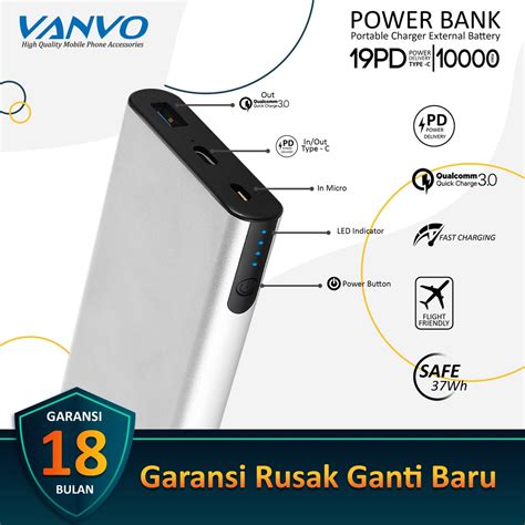 Jual POWER BANK POWERBANK FAST CHARGING 10000 MAH VANVO VES 19PD TYPE