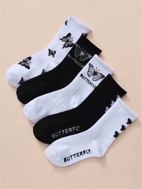 Pairs Men Butterfly Pattern Crew Socks En Calcetines Lindos