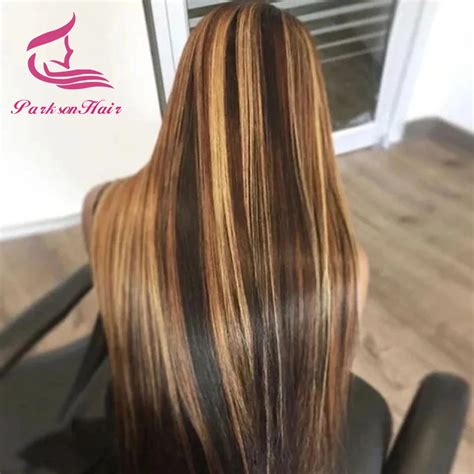 Honey Blonde Streaks In Black Hair