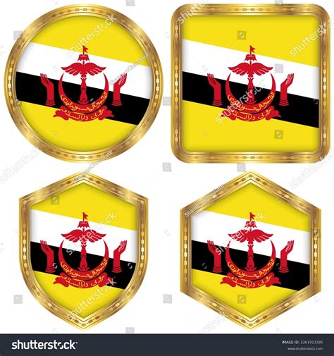 Brunei Darussalam National Flag Collection Set Stock Vector Royalty