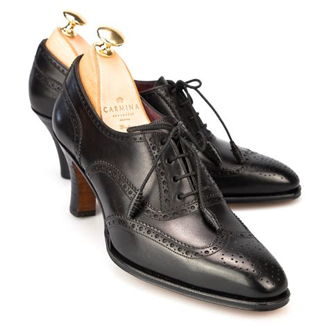 High Heel Oxford Shoes In Black Leather