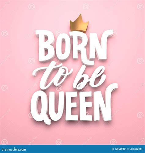 Born To Be Queen Lettering With Golden Crown Stock Illustration