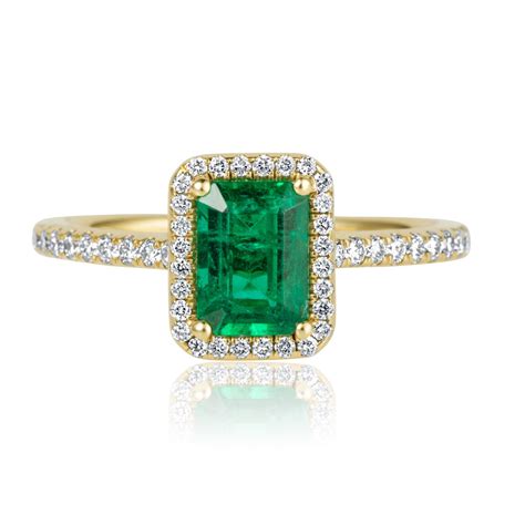 Emerald And Diamond Halo Ring Pravins