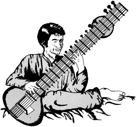 Drawing Sitar Instrument Sketch Coloring Page