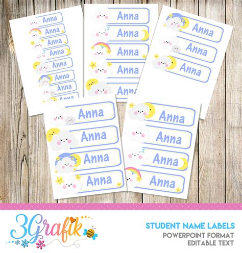 Student Name Labels - Printable - 3Grafik