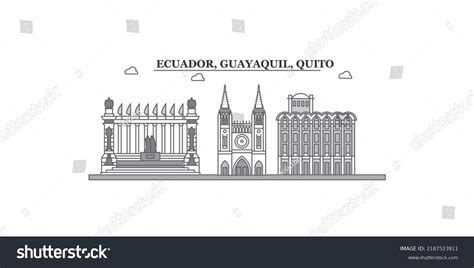 Ecuador Guayaquil Quito City Skyline Isolated Royalty Free Stock