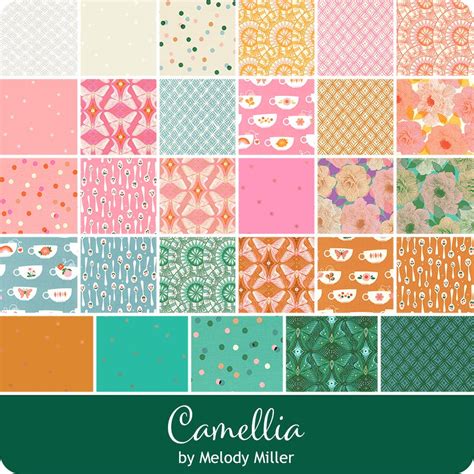 Camellia Sku RS0010 34M Cotton Quilting Fabric Yardage By Melody Miller