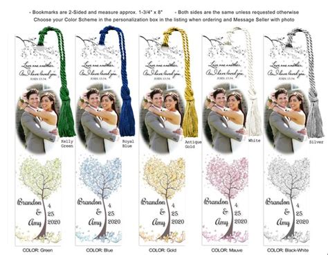 Wedding Bookmark Favors Photo Bookmarks Custom Bookmark Etsy