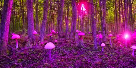 Psychedelic Forest With Glowing Mushrooms Stable Diffusion Openart