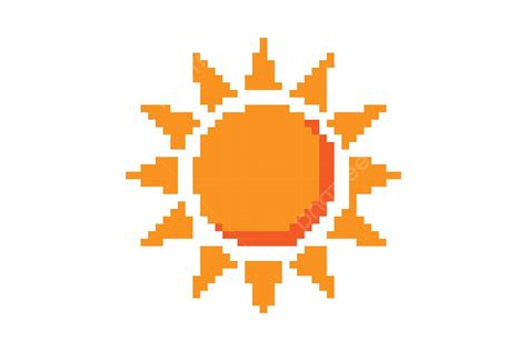 Pixel Sun Icon Simple Design Orange Game Pixel Art Vector, Orange, Game ...