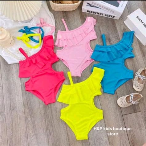 Đồ bơi bé gái Bikini liền thân khoét eo sz 7 30kg Shopee Việt Nam