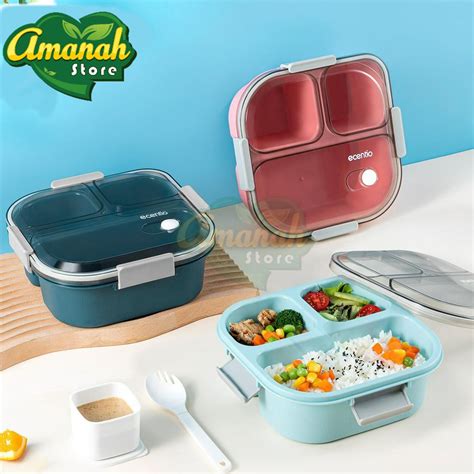 Jual Ecentio Lunch Box Kotak Bekal Anti Tumpah Grid Ml Kotak Makan