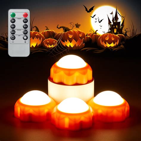 Tancuzo Halloween Pumpkin Lights 4 Pack,LED Pumpkin Lights with Remote ...