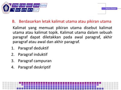 Paragraf Berdasarkan Letak Kalimat Utama