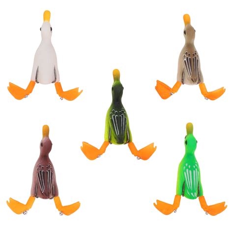 5pcs Topwater Duck Lure 3D Rubber Floating Duck Fishing Lure With Hooks