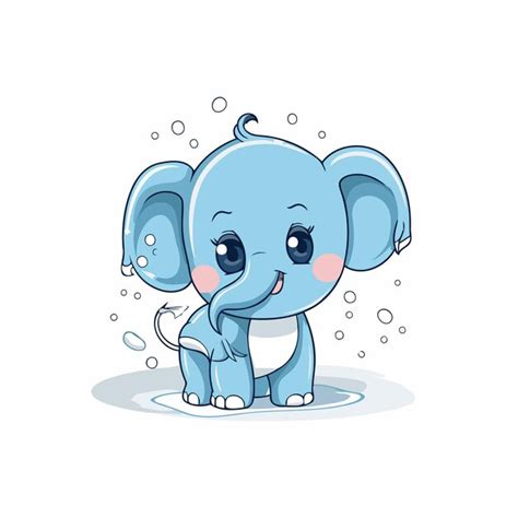 Premium Vector Cute Baby Elephant In Puddle Of Water Vector Illustration