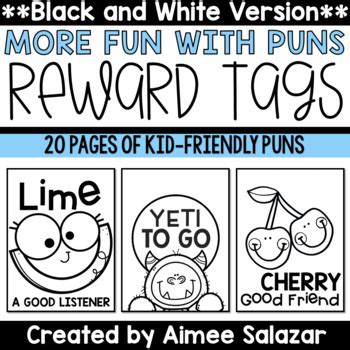 BLACK WHITE Reward Tags More Fun With Puns TpT