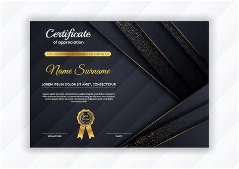 Premium Vector Black And Gold Certificate Design Template