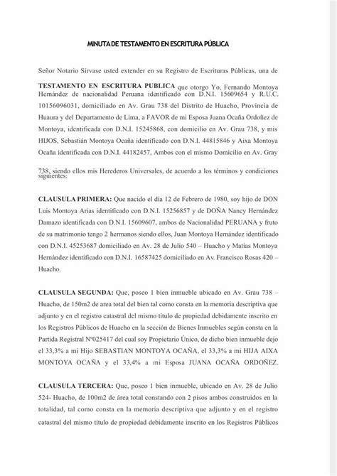 Pdf Minuta De Testamento En Escritura Pública Dokumentips