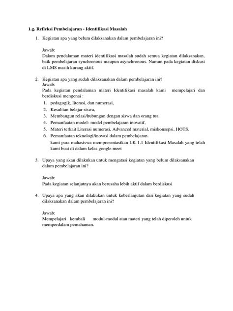1g Refleksi Pembelajaran Identifikasi Masalah Pdf