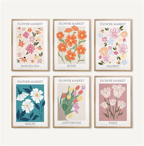 Flower Market Prints Gallery Wall Set Exhibition Poster Flower