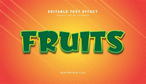 Efecto De Texto Editable De Frutas Vector Premium