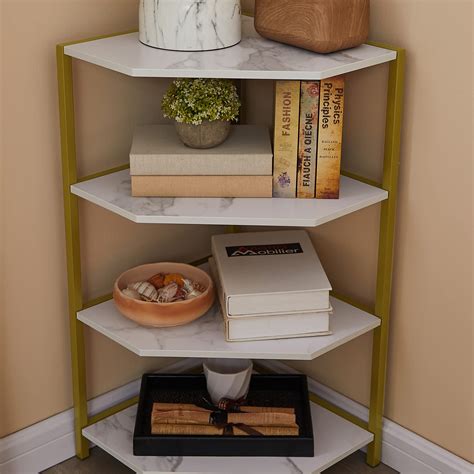 Snapklik VECELO Corner Shelf 4 Tier Display Shelves Wood