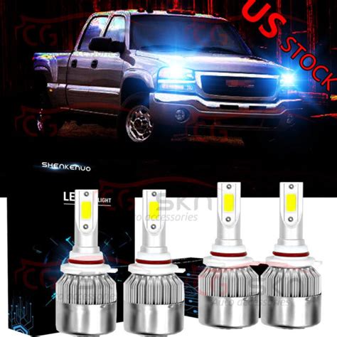 9005 9006 8000k Led Headlight Hi Low Beam For Gmc Sierra 1500 2500 Hd 1995 2006 Ebay