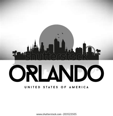 Orlando Florida Black Skyline Silhouette Vector Vector De Stock Libre