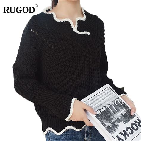 Rugod Slash Neck Solid Hollow Womens Sweater Knitted Long Sleeve Pullover Women 2018 Autumn