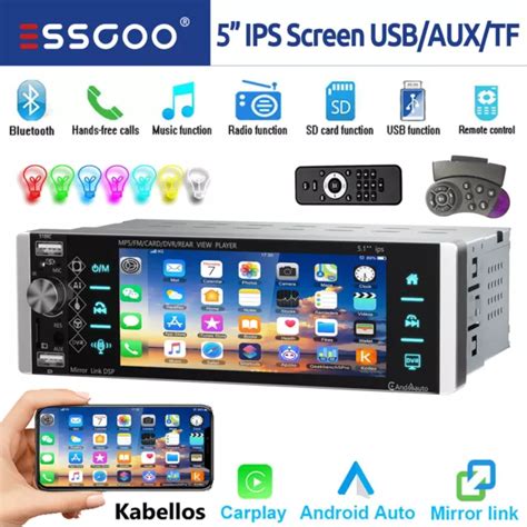 AUTORADIO 5 1 DIN Wireless Apple Carplay Android Auto USB AUX FM