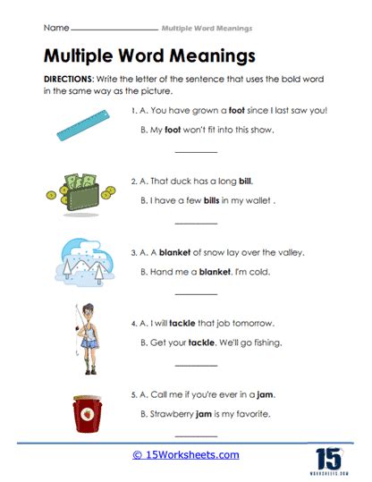 Multiple Word Meanings Worksheets 15 Worksheets