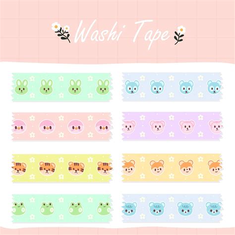 Cute Hand Drawn Washi Tape Set Vector Art At Vecteezy