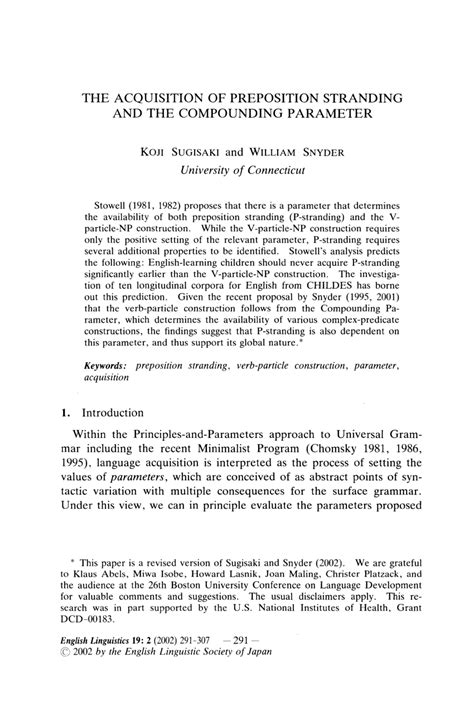 acquisition  preposition stranding   compounding