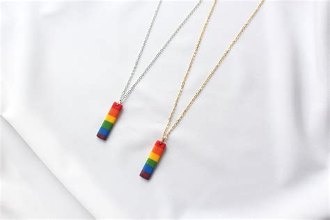 Rainbow Necklace Pride Necklace Lgbtq Statement Etsy