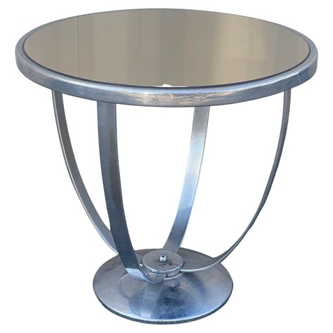 Art Deco Chrome With Mirrored Top Side Table By Wolfgang Hoffman For