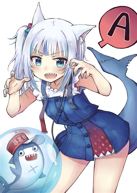 Safebooru 1girl Animal Ears Bag Bangs Bloop Gawr Gura Blue Eyes