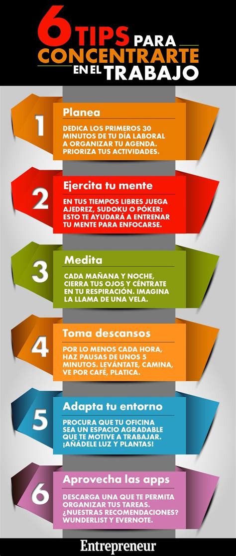 Infografía Tips para concentrarte en el trabajo Infografia Consejos