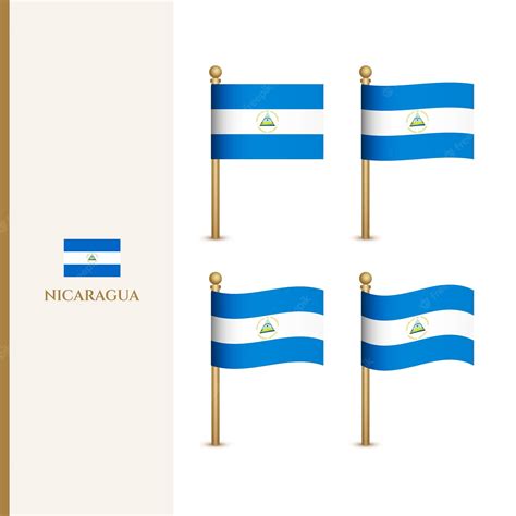 Ondeando Banderas De Nicaragua 3d Vector Ilustración Bandera De Nicaragua Vector Premium