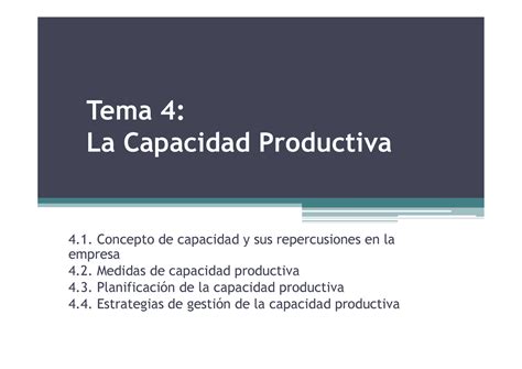 Tema Capacidad Productiva Tema La Capacidad Productiva