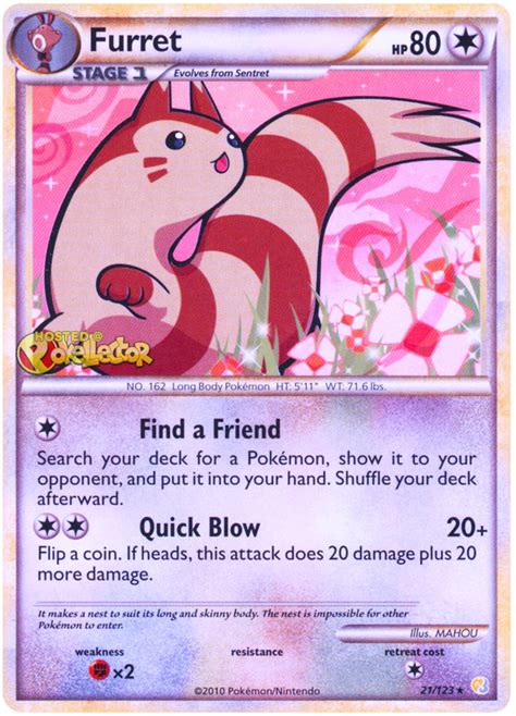 Furret Heartgold Soulsilver 21 Pokemon Card