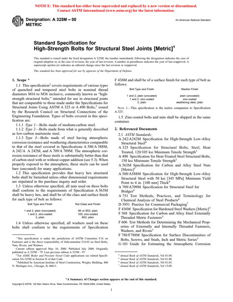 ASTM A325M 00 Standard Specification For High Strength Bolts For