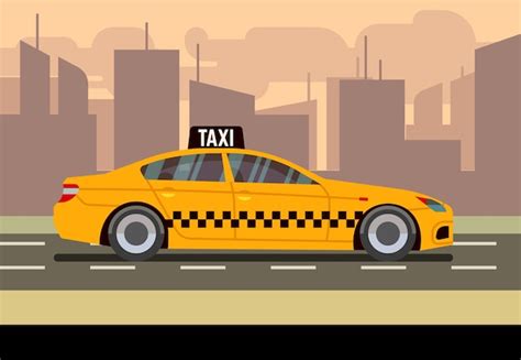 Ilustración de vector plano de coche de taxi Vector Premium