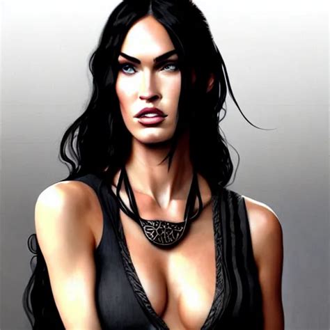 Portrait Of Megan Fox Muscular Upper Body Scarf Stable Diffusion