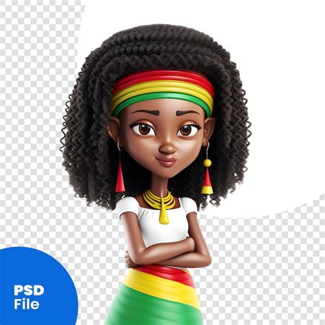 Ilustraci N En D De Una Ni A Afroamericana Con Rastas Plantilla Psd