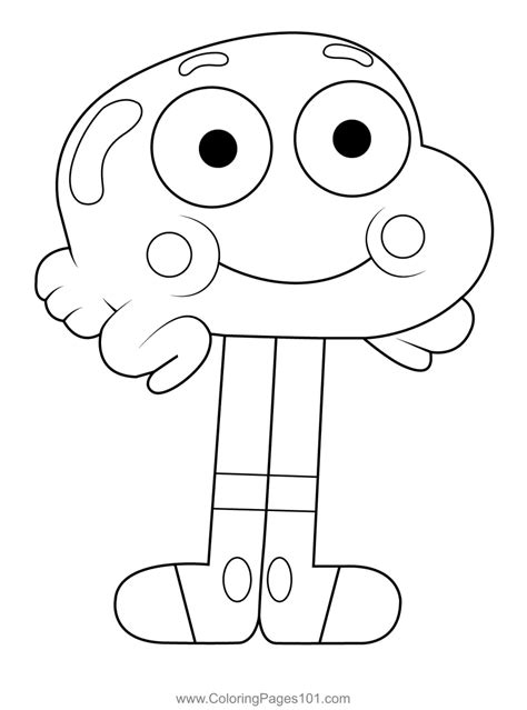 Darwin Watterson The Amazing World Of Gumball Coloring Page For Kids