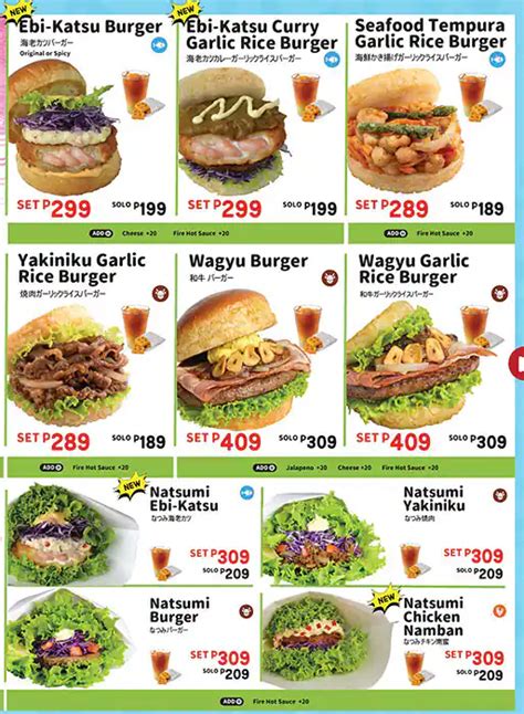 Menu At MOS Burger Restaurant Manila