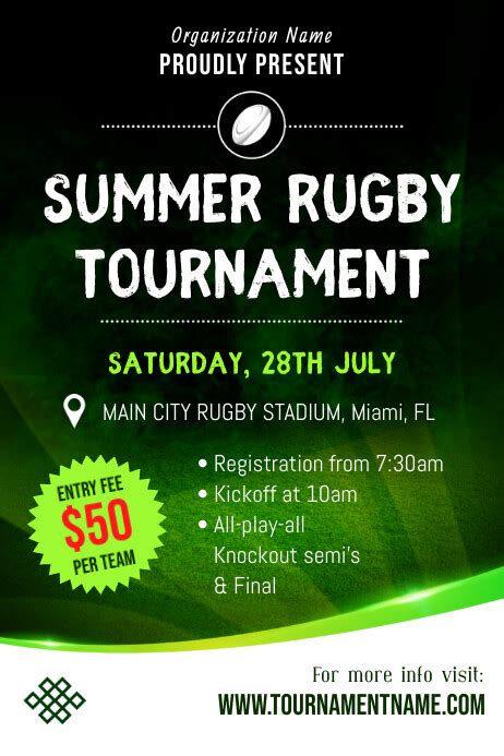 Summer Rugby Tournament Poster Template Postermywall